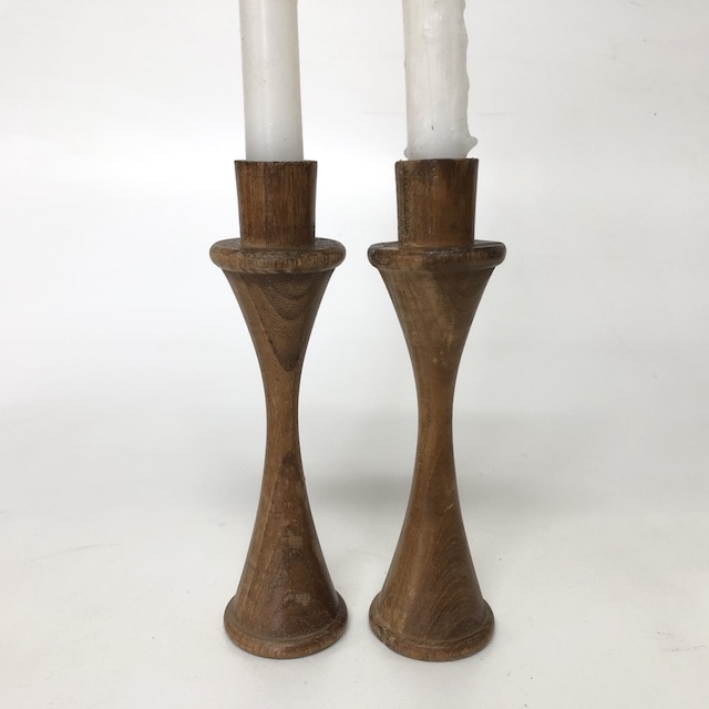 CANDLESTICK, Wood Pair